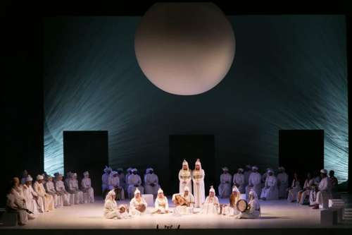 Ensemble Rhoum el bakkali sur la scene du musée louvre Abou Dhabi UAE 2018
