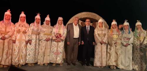 Ensemble rhoum el bakkali festival kamanjati Palestine avec l'ambassadeur du Maroc et le  maire de Ariha avril 2019