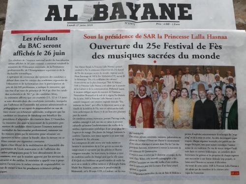 article Al Bayane fest de fes musique sacrée 2019